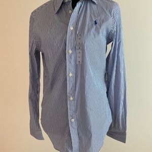 Polo by Ralph Lauren Women’s Classic Blue and White Striped Shirt